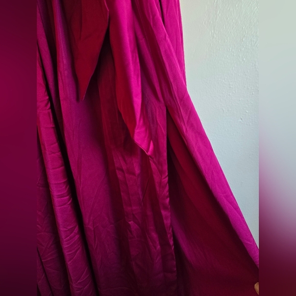 Ieena for Mac Duggal,Charmeuse Halter Strap Soft Tie Waist Gown, Magenta, Size 4 - Picture 9 of 12